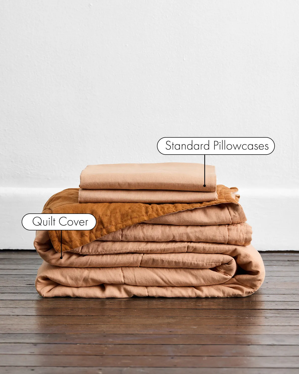 Terracotta & Rust 100% French Flax Linen Quilt Set